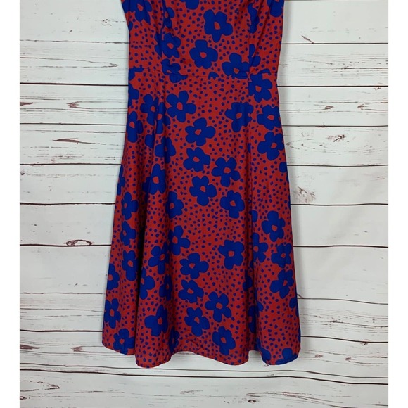 Modcloth Red and Blue Floral Dress - Picture 3 of 12